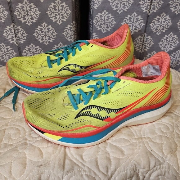Saucony Women's Endorphin Pro Running Shoes - Yellow and Blue - Picture 5 of 5